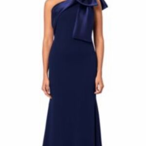 Betsy & Adam Midnight Blue One-Shoulder Dress - Black Tie Size 14